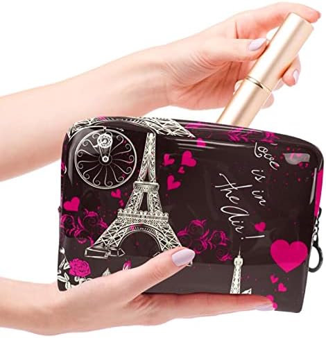 TBOUOBT козметични чанти за Жени, Косметичка За Пътуване, Органайзер За Аксесоари, Парижката Айфеловата Кула, Цвете,
